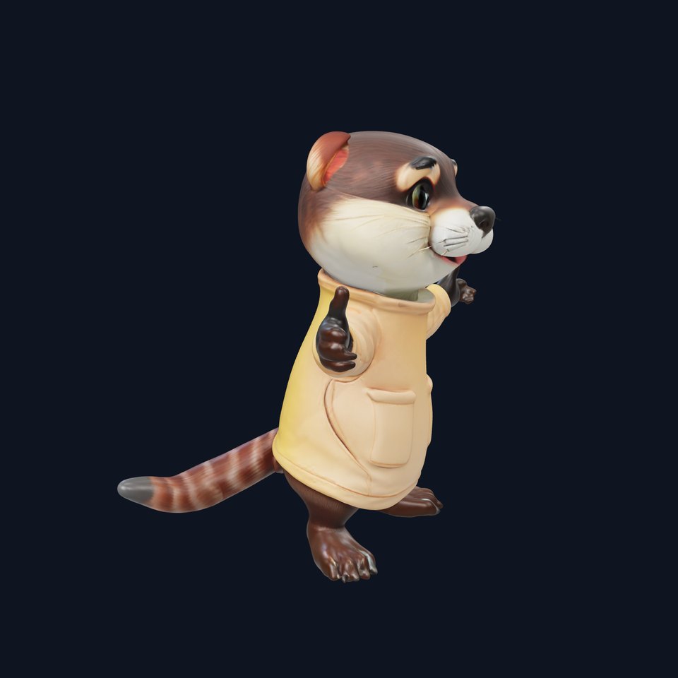 Cute Otter Character Rigged and Animated for Games and VR